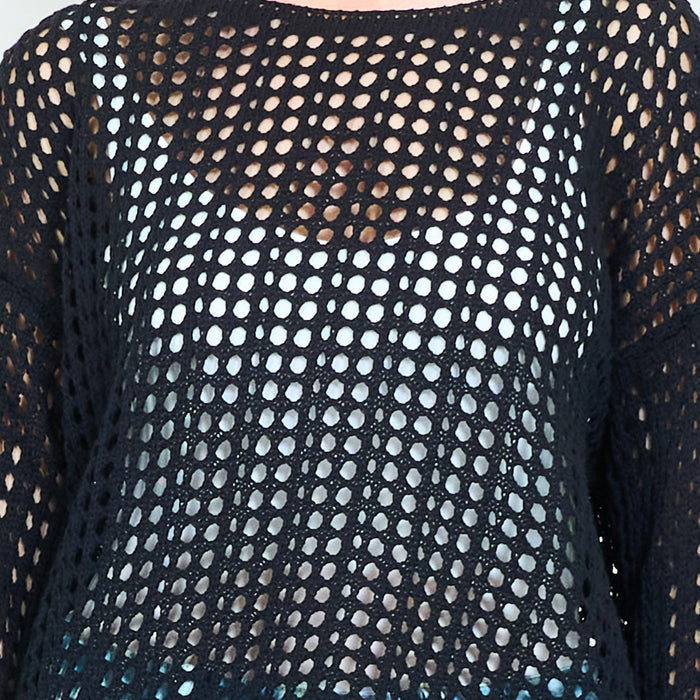 Open knit loose mesh top wholesale