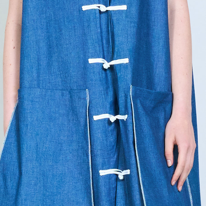 Oriental knot sleeveless midi dress wholesal