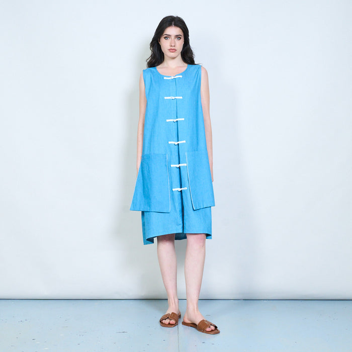 Oriental knot sleeveless midi dress wholesal