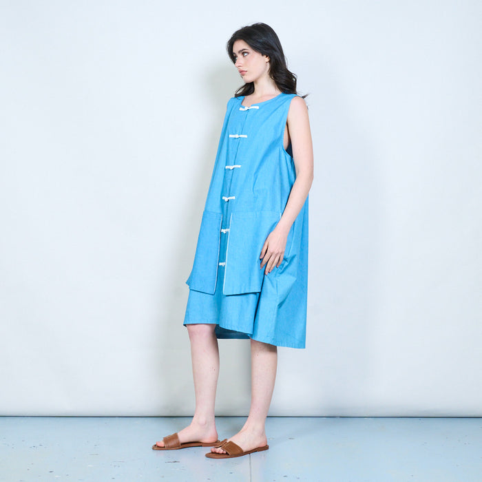 Oriental knot sleeveless midi dress wholesal