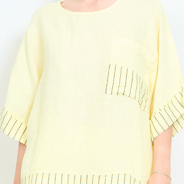 Oversized contrast trim pocket loose top wholesale