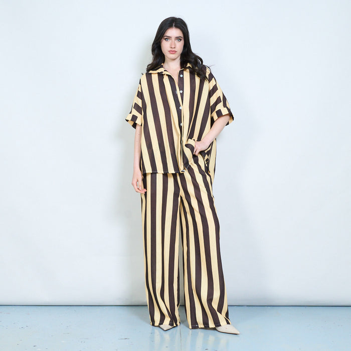 Oversized vertical stripe button-up shirt wholesale