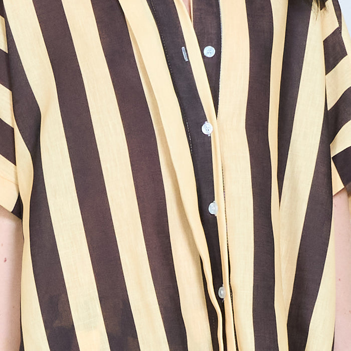 Oversized vertical stripe button-up shirt wholesale
