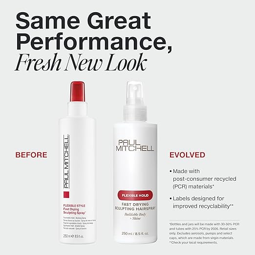 Paul Mitchell Fast Drying Sculpting Hairspray, Flexible Hold, Buildable Body + Shine, For All Hair Types