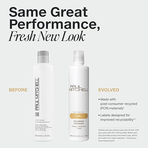 Paul Mitchell Foaming Pomade, Defines Texture + Boosts Shine, For Curly Hair, Wavy + Coily Hair, 8.5 fl oz