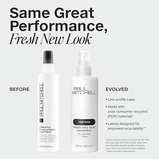 Paul Mitchell Freeze and Shine Super Hairspray, Maximum Hold, Shiny Finish Hairspray, For Coarse Hair