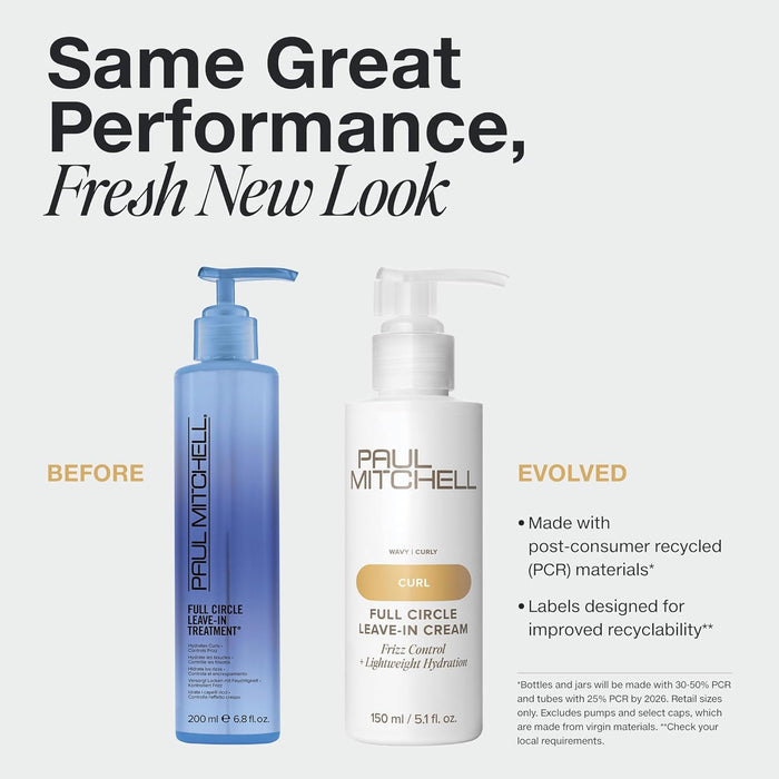 Paul Mitchell Full Circle Leave-In Cream, Frizz Control, Lightweight Hydration, For Curly + Wavy Hair, 5.1 fl. oz