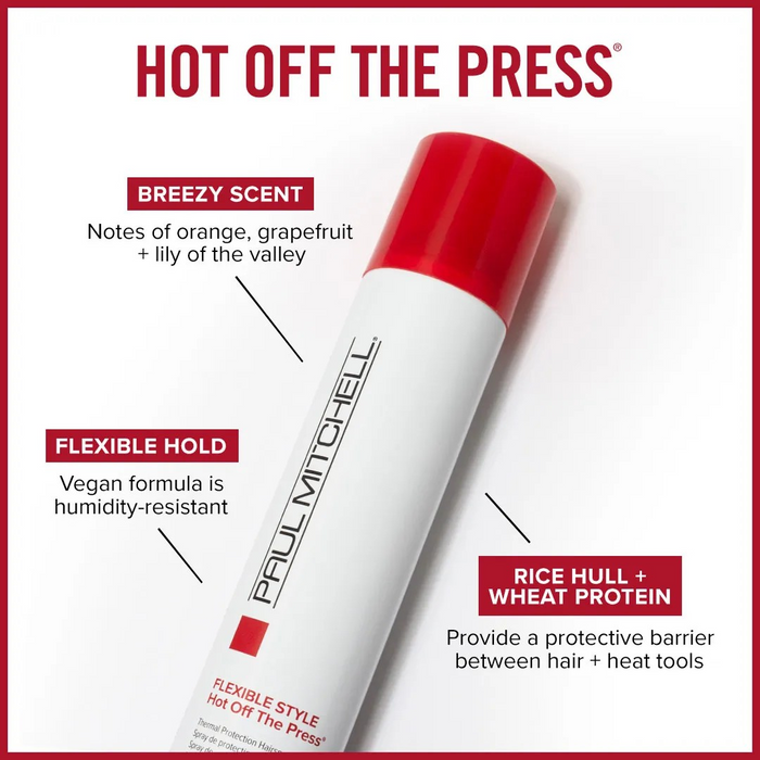 Paul Mitchell Hot Off The Press Heat Protectant, Humidity Resistance, Flexible Hold + Natural Finish, For All Hair Types