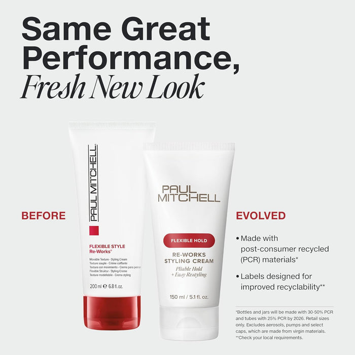 Paul Mitchell Re-Works Styling Cream, Pliable, Flexible Hold + Easy Restyling, For All Hair Types, 5.1 fl. oz
