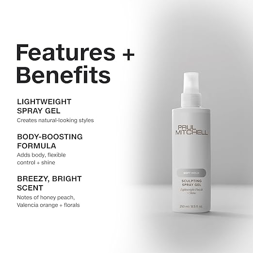 Paul Mitchell Soft Sculpting Spray Gel, Natural Hold, Soft Finish, For All Hair Types