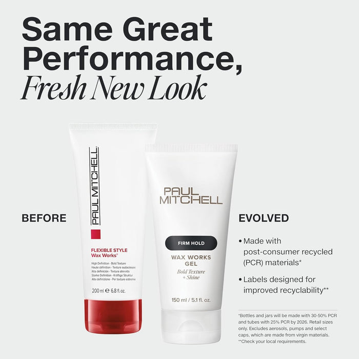 Paul Mitchell Wax Works Hair Gel, Flexible Hold, Bold Texture + Shine, For All Hair Types, 5.1 fl. oz