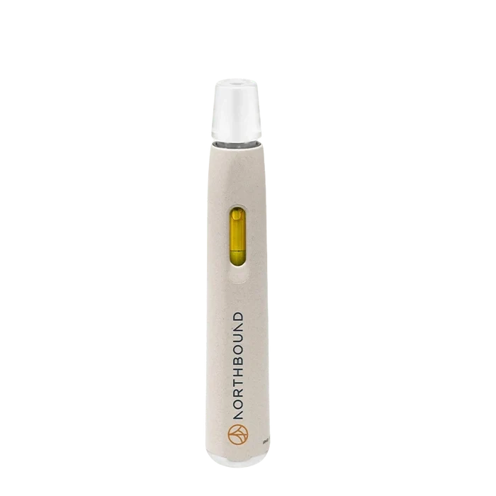 Front view of the Peach Mango Burst AIO Disposable Vape, a sleek, silver device with a subtle sheen.