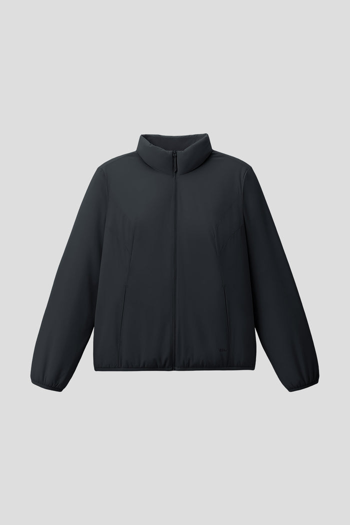 beneunder peakstand womens medium warmth stand collar fleece jacket #color_black