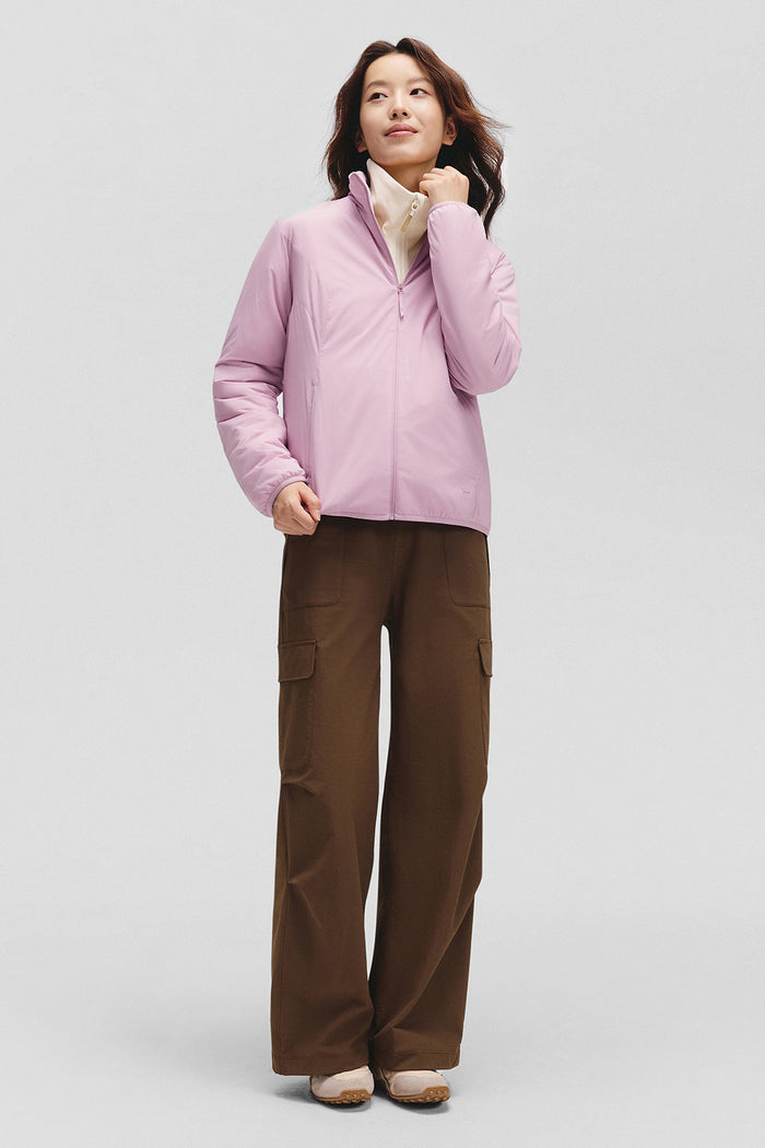 beneunder peakstand womens medium warmth stand collar fleece jacket #color_pink