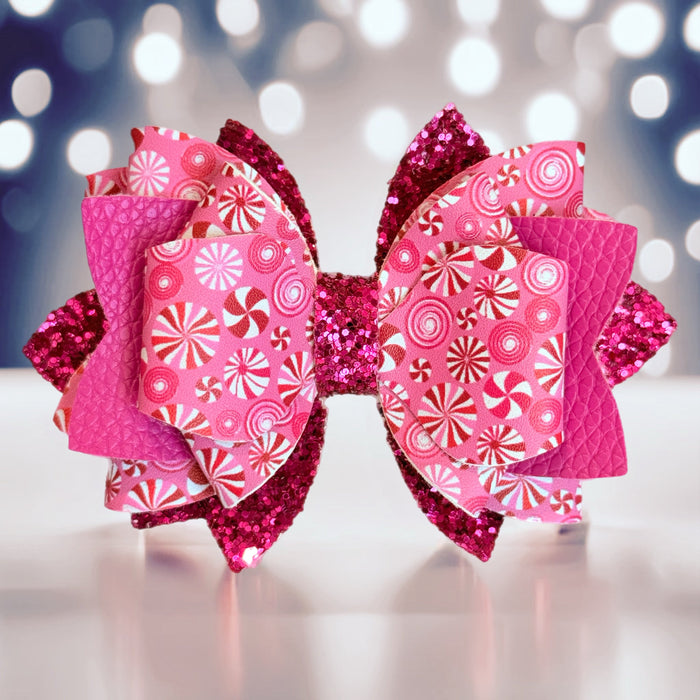 Peppermint Glitter Tumbler Bow