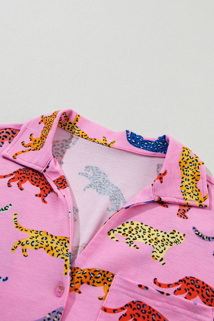 Pink Cheetah Print Shirt and Pants Pajama Set 🇺🇸