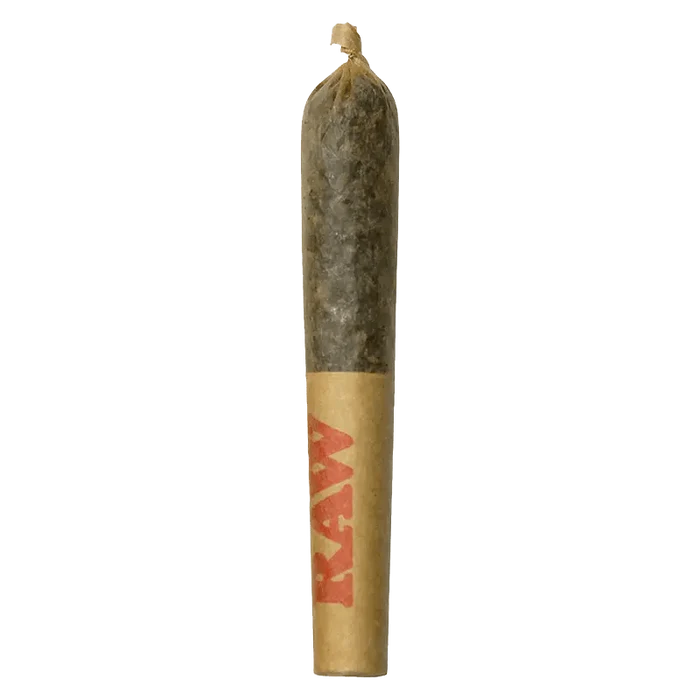 Close-up of the Pink Frozay Resin Infused Pre Rolled 1 x 0.5 g, with a frosted, translucent resin coating visible against a neutral backdrop.