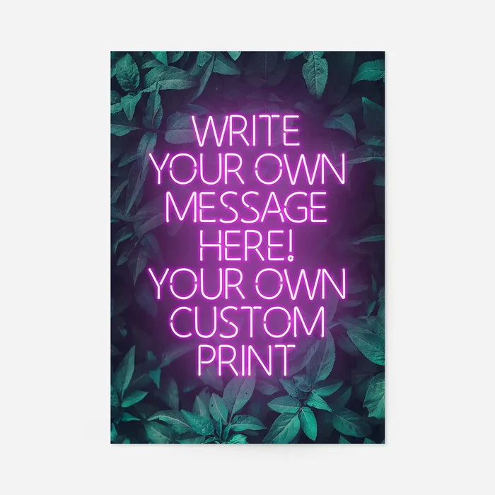 Pink Neon Centered Leaves Print