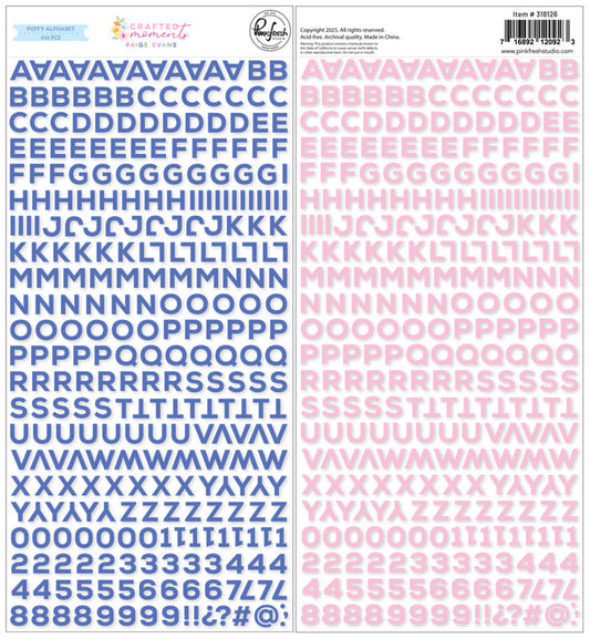 Pinkfresh Studio - Paige Evans - Mini Puffy Stickers - Alpha Stickers. Available at Embellish Away located in Bowmanville Ontario Canada.
