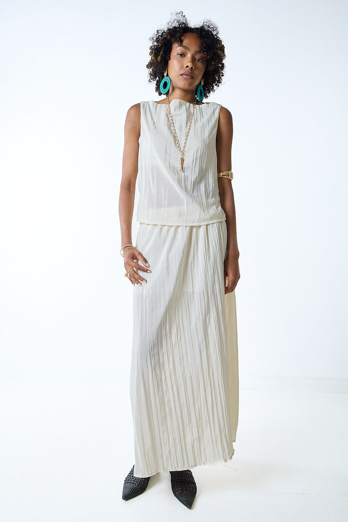 Pleated flowy maxi skirt wholesale