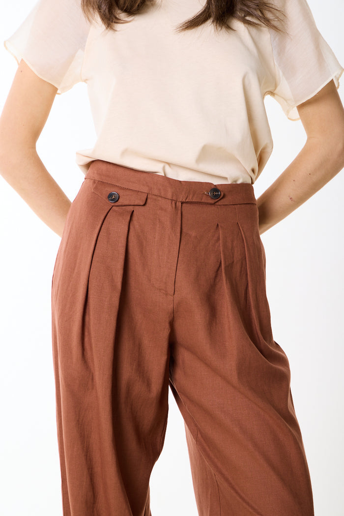 Pleated high waist straight leg tailored trouser wholesale