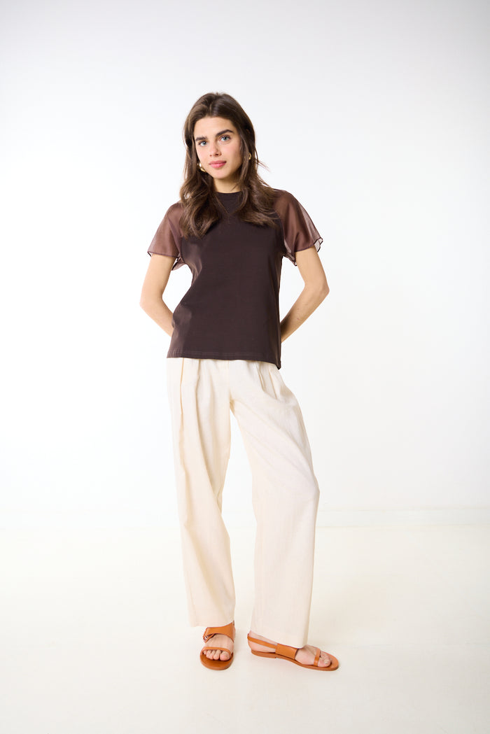 Pleated high waist straight leg tailored trouser wholesale