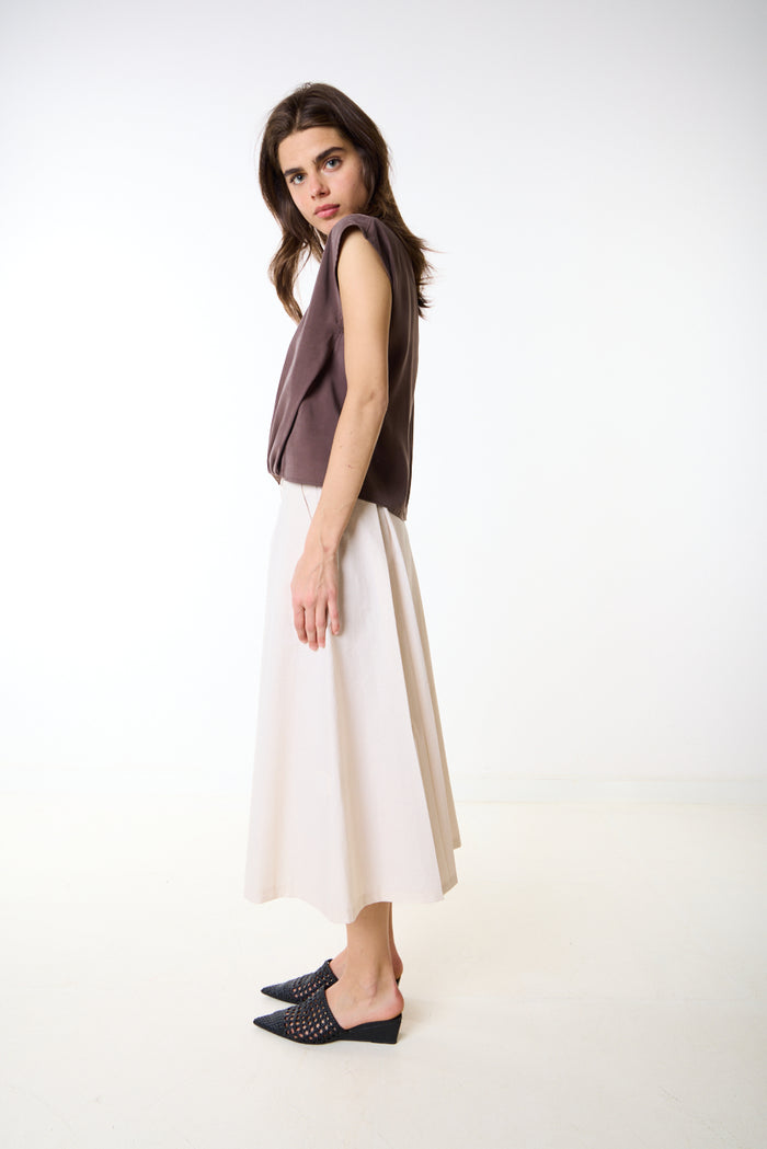 Pleated high waist structured midi skirt wholesale