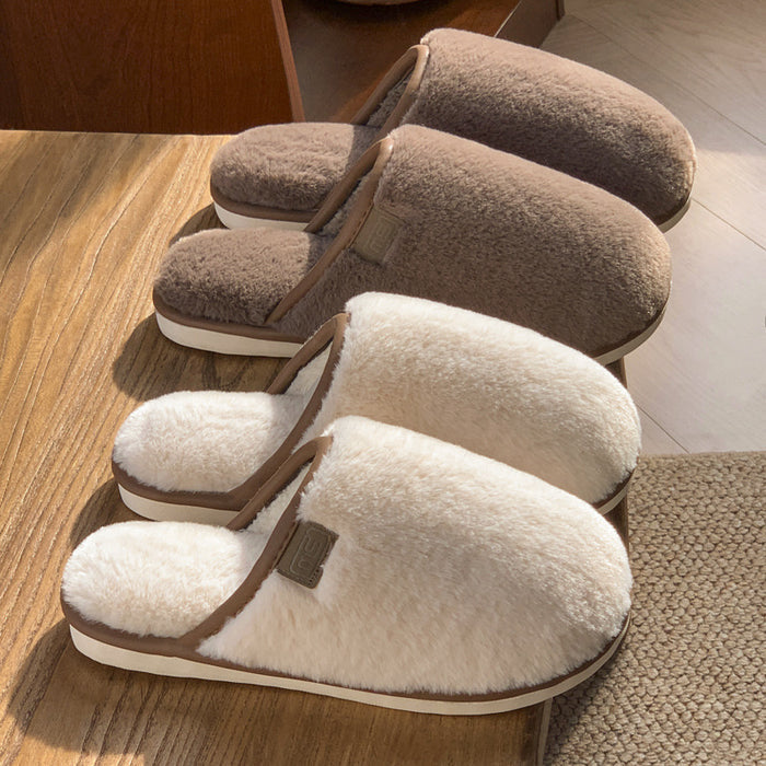 Plush Slippers Warm Solid House Shoes Non-slip Bedroom Floor Home Slipper For Women Men 🇨🇳