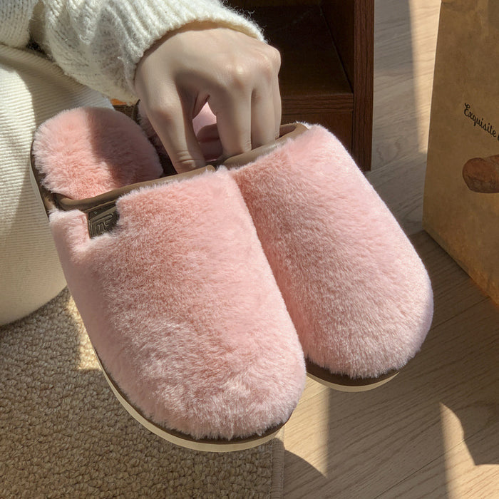 Plush Slippers Warm Solid House Shoes Non-slip Bedroom Floor Home Slipper For Women Men 🇨🇳