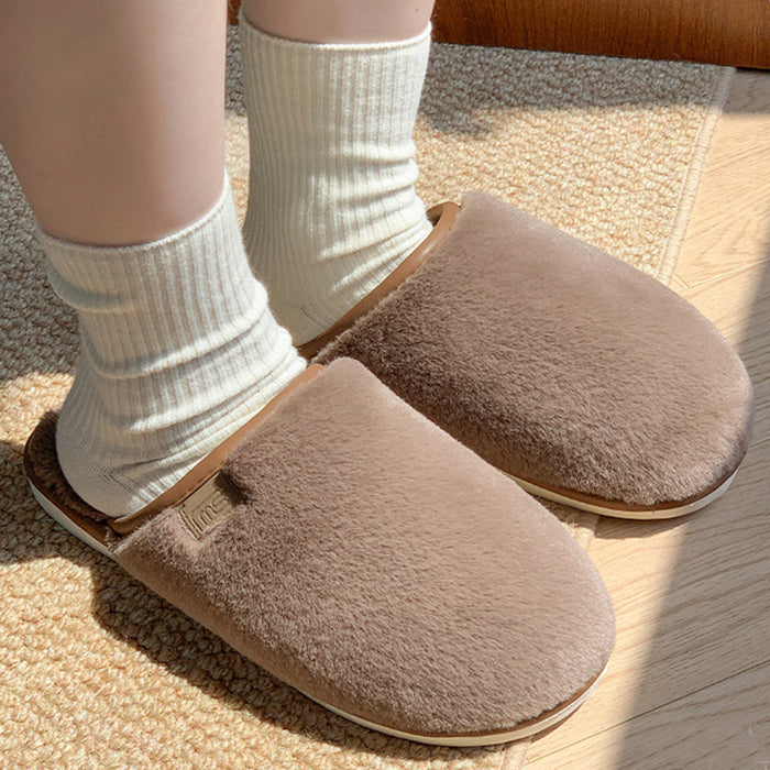 Plush Slippers Warm Solid House Shoes Non-slip Bedroom Floor Home Slipper For Women Men 🇨🇳