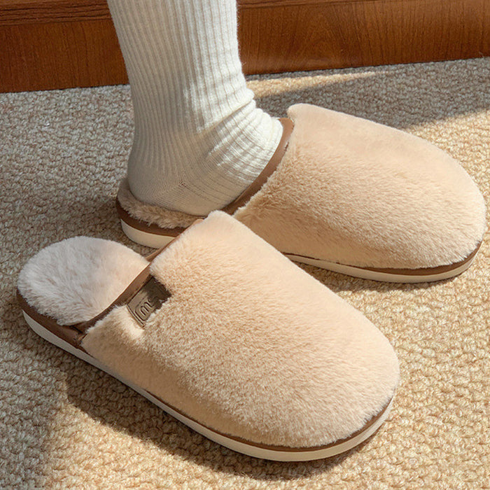 Plush Slippers Warm Solid House Shoes Non-slip Bedroom Floor Home Slipper For Women Men 🇨🇳