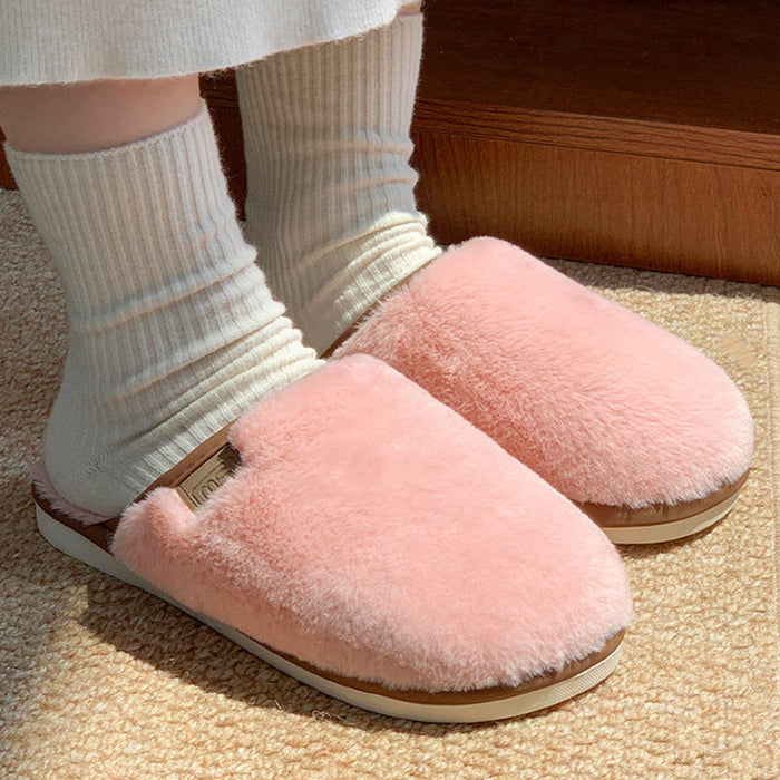 Plush Slippers Warm Solid House Shoes Non-slip Bedroom Floor Home Slipper For Women Men 🇨🇳