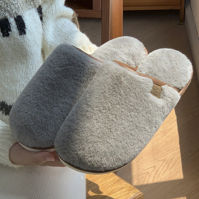 Plush Slippers Warm Solid House Shoes Non-slip Bedroom Floor Home Slipper For Women Men 🇨🇳