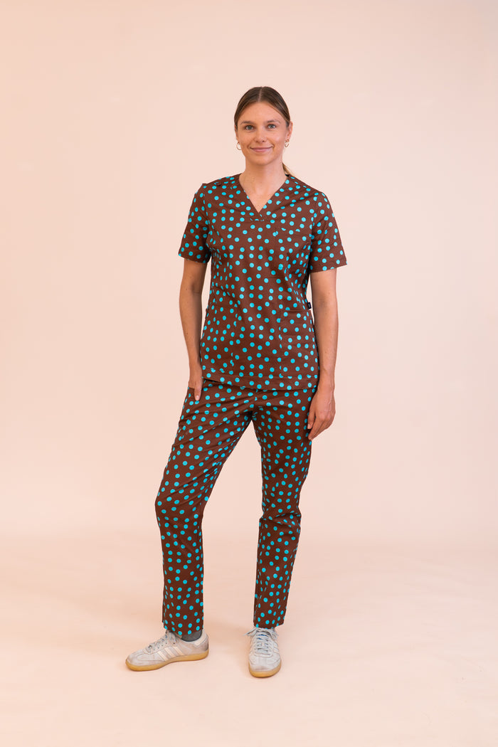 Polka Dots - Women's Premium Printed Scrub Pants