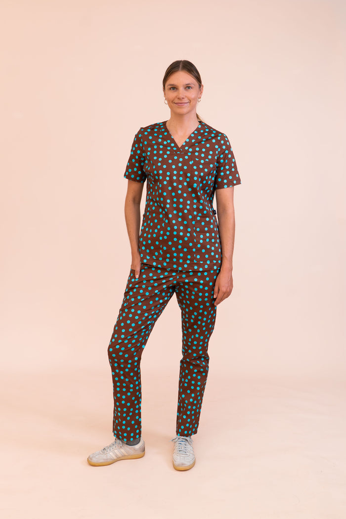 Polka Dots - Women's Premium Printed Scrub Top
