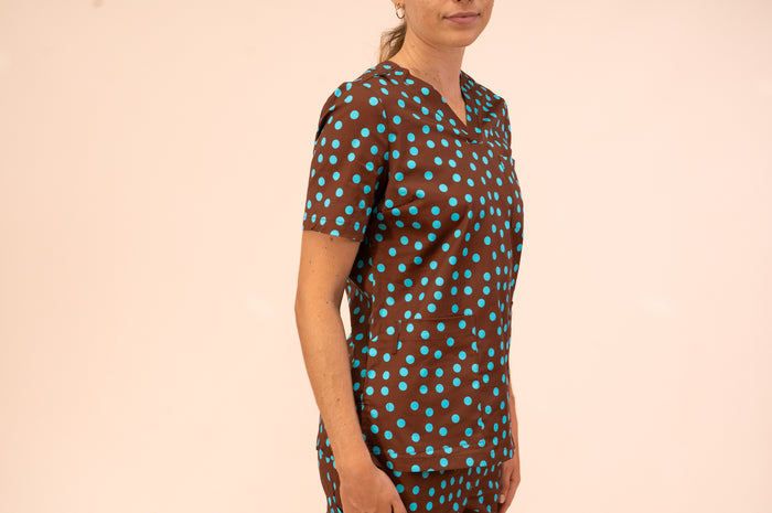 Polka Dots - Women's Premium Printed Scrub Top