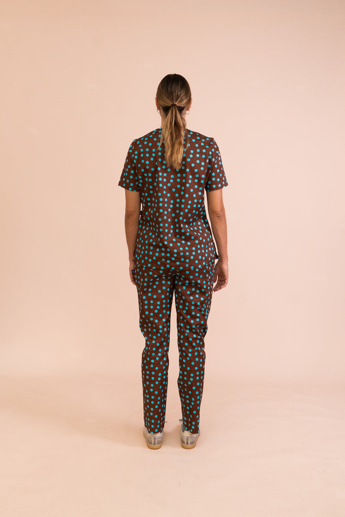 Polka Dots - Women's Premium Printed Scrub Top