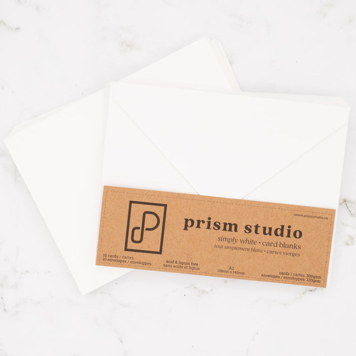 Prism Studio - Card Blanks & Envelopes - A2 - 10pc. 10 folded. Acid and lignin-free. Available at Embellish Away located in Bowmanville Ontario Canada.
