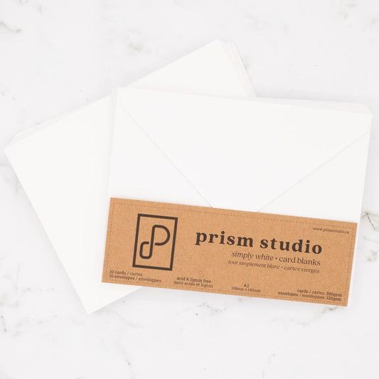Prism Studio - Card Blanks & Envelopes - A2 - 10pc. 10 folded. Acid and lignin-free. Available at Embellish Away located in Bowmanville Ontario Canada.