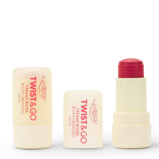 purobio cosmetics – twist & go – creamy blush stick 04  (Fragola - kølig jordbærrosa)