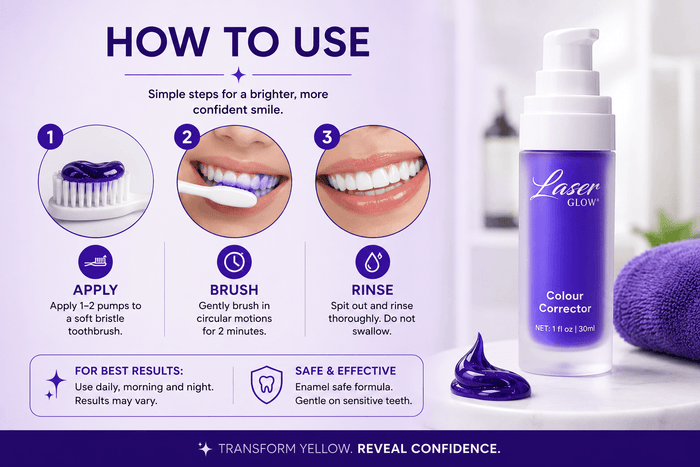 How to use purple toothpaste color corrector