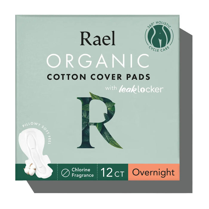 Rael Organic Cotton Cover Pads - Overnight 12 pads