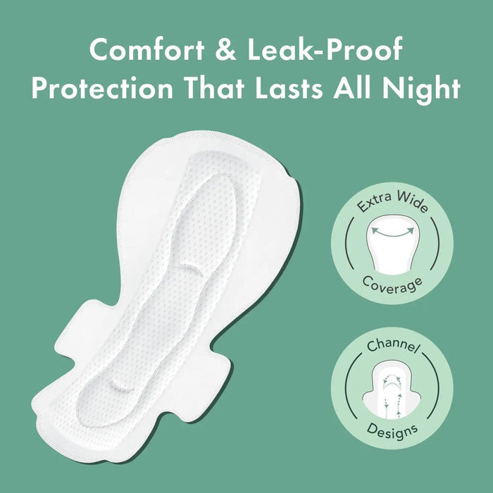 Rael Organic Cotton Cover Pads - Overnight 12 pads