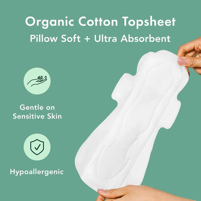 Rael Organic Cotton Cover Pads - Overnight 12 pads