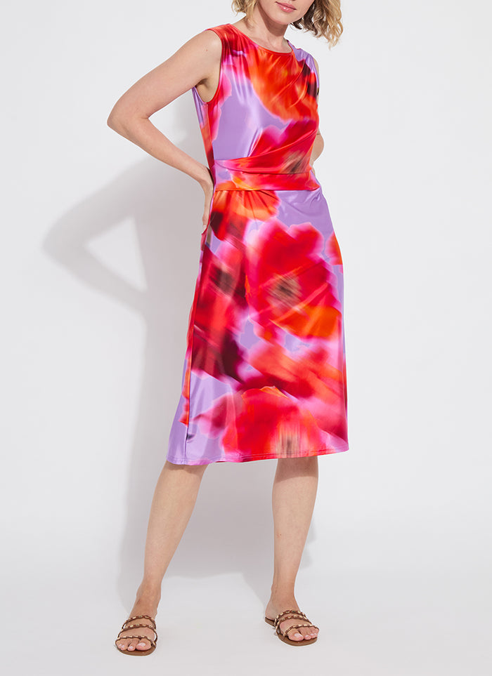 Raquel Side Drape Printed Dress in Floating Floral - Madison's Niche