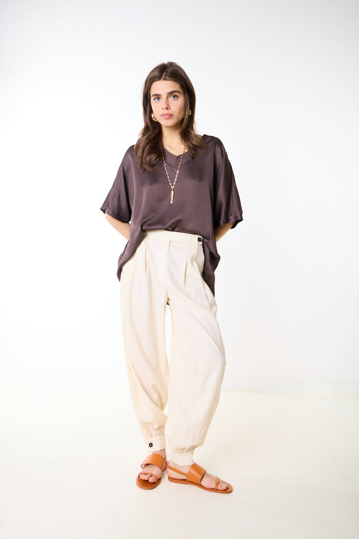 Relaxed elastic cuff tapered balloon trouser wholesale