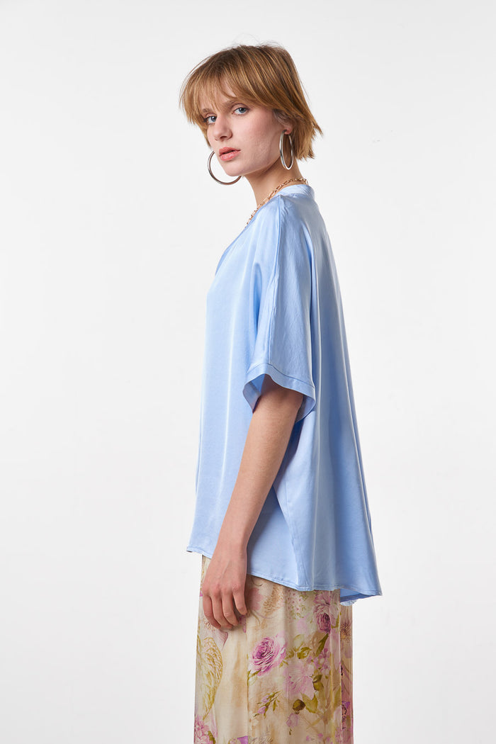 Relaxed fit soft drape short sleeve top wholesale