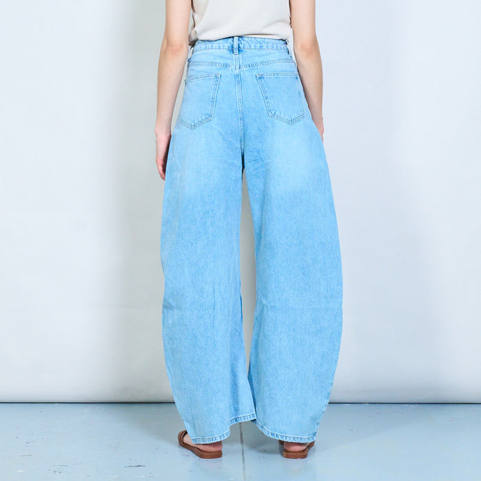 Relaxed flow wide-leg denim jeans with soft drape silhouette wholesale