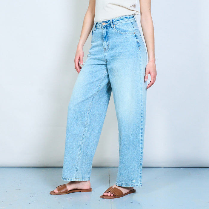 Relaxed straight-leg denim jeans with soft washed texture wholesale