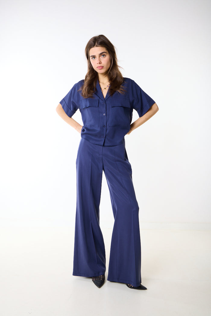 Relaxed utility pocket button down blouse wholesale